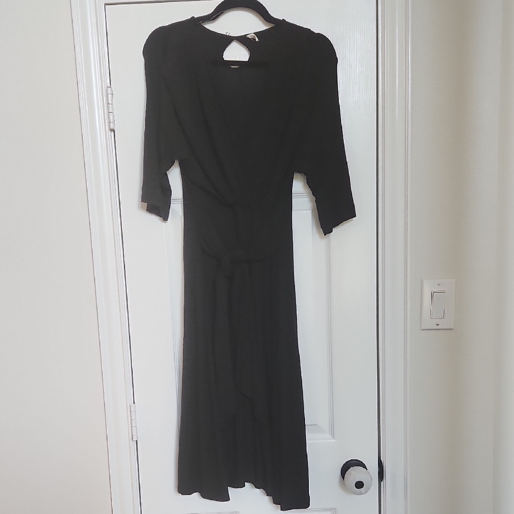 Black 3/4 Sleeve Wrap Top Maternity And Nursing Dress